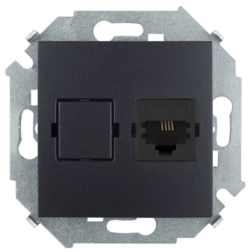 Розетка телефонная RJ11, винтовой зажим, графит