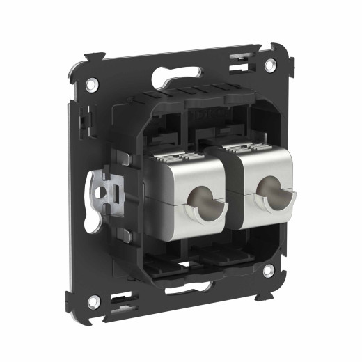 Компьютерная розетка RJ-45 без шторки в стену, кат.6 двойная экранированная, Avanti, черный матовый