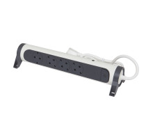 Legrand Revolution Комфорт Бело-черный Удлинитель 4x2К+З с выкл., кабель 1,5м, плоские розетки, с ИПМ и защитой от перегрузки, фиксируемый поворотный.