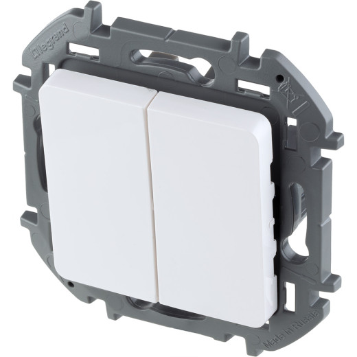 Выключатель двухклавишный - Legrand/Daccord Inspiria - 10АХ 250В безвинтовые зажимы - белый