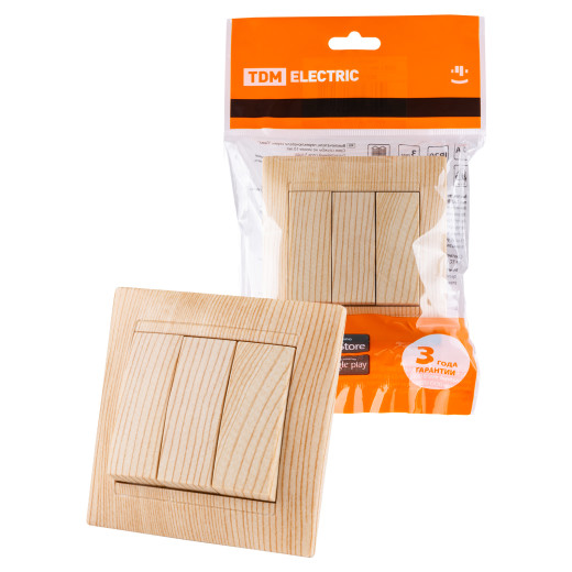 Выключатель 3-х кл. 10А сосна 