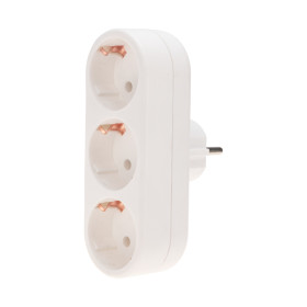 REXANT Тройник электрический линейный, 16 А, с заземлением, белый.