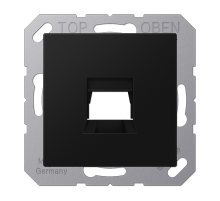 JUNG A Flow/A 550 Черный матовый Kрышка для 1-го разъема для IMP разъемов, без видимого винта, подпружиненная шторка