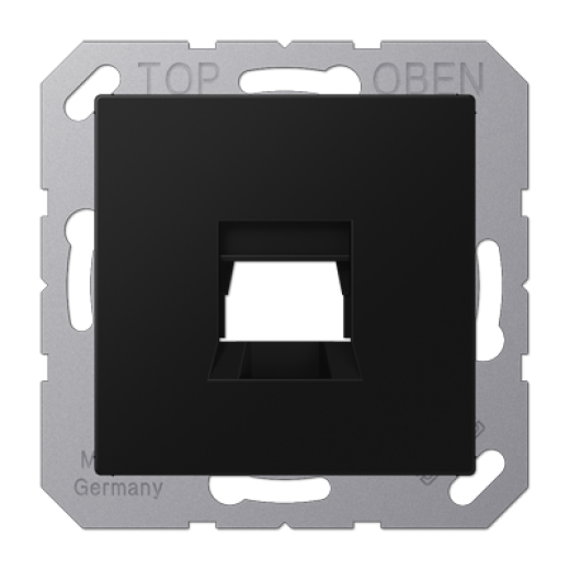 Kрышка для 1-го разъема, без видимого винта, подпружиненная шторка, термопласт, черный матовый