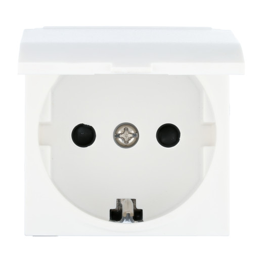 LK45 Розетка с з/к, шторками и крышкой (белый)