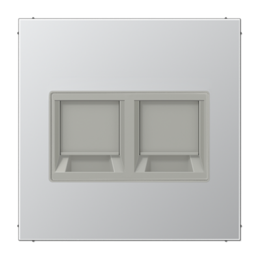 Плата (фиксация защёлкиванием) с полем для надписи для двух модулей, металл, алюминий