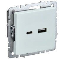 IEK BRITE BASE Жемчуг Розетка USB A+C 18Вт РЮ11-1-БрЖ