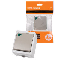 TDM Переключатель на 2 направления 1-кл. с подсветкой открытой установки IP54 10А серый 