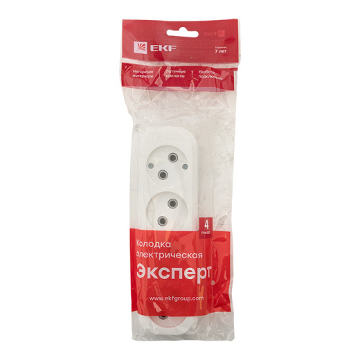 Колодка 4 гн. 10А 2,2кВт б/з Эксперт EKF PROxima