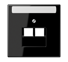 JUNG LS 990 Черная Накладка 2-ой наклонной ТЛФ/комп розетки с полем для надписи