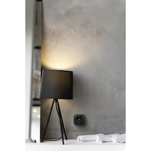 Розетка с заземлением - Legrand Quteo - без шторок IP20 16А 250В винтовые зажимы накладной монтаж - чёрный матовый