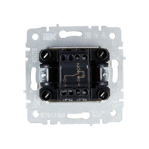 BRITE Выключ. 1-кл. прох. с инд. 10А ВС10-1-7-БрА алюм. IEK