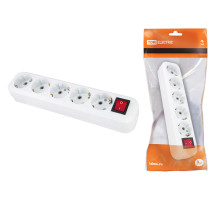 TDM Колодка розеточная 5 гнезд 2П+3 с выключателем16А 250В белая