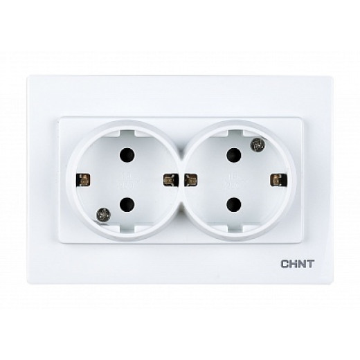 2-местная розетка с заземляющим контактом 16А 250В рамочная