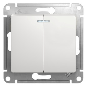 Systeme Electric Glossa Бел Выключатель 2-клавишный с подсветкой, сх.5а, 10АХ