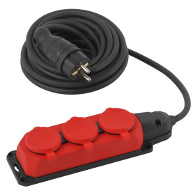 ЭРА Удлинитель силовой UK-3e-3x1,5-5m-IP44(KG) с заземлением 3 розетки каучук 5м КГ 3х1,5мм2 IP44