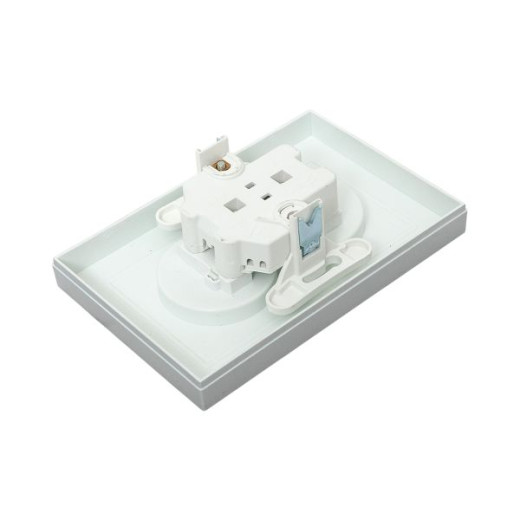 Механизм розетки двойной, 16А, без заземления, со шторками, с рамкой, алюминий Эпика EKF