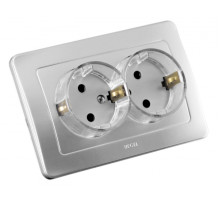 Hegel Мастер внутр Серебро РС16-382-06 Розетка с/з двойная, со шторками