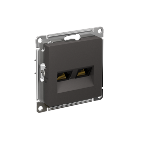 Systeme Electric AtlasDesign Базальт Розетка двойная компьютерная RJ45+RJ45, кат.5Е, механизм