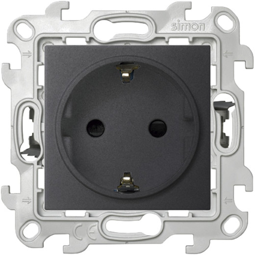 Розетка 2К+3 с защитными шторками Push&Go , графит