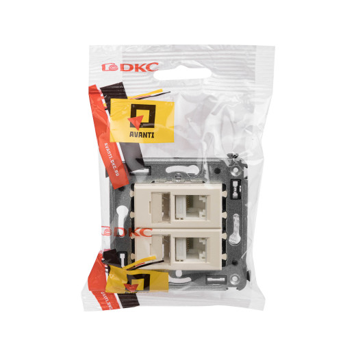 Компьютерная розетка RJ-45 в стену, кат.6А двойная, Avanti, ванильная дымка