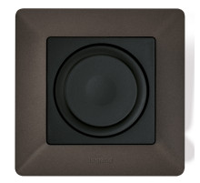 Legrand Valena LIFE Black. Светорегулятор с поворотной ручкой универсальный 300Вт без нейтрали. С лицевой панелью. Антрацит..