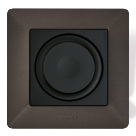 Legrand Valena LIFE Black. Светорегулятор с поворотной ручкой универсальный 300Вт без нейтрали. С лицевой панелью. Антрацит..