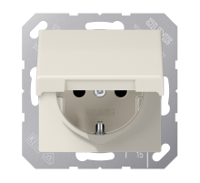 JUNG Слоновая кость Розетка с/з с откидной крышкой