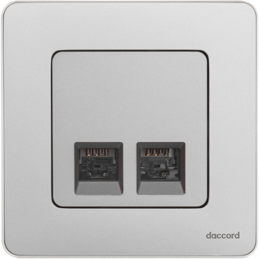 Розетка компьютерная двойная RJ45 категория 5e UTP - Legrand/Daccord Inspiria - алюминий