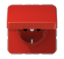 JUNG Штепсельная розетка SCHUKO 16A 250V~ с защитой от детей и крышкой, красная