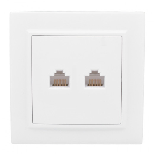 Розетка RJ-45 2-местная СП Минск белая EKF