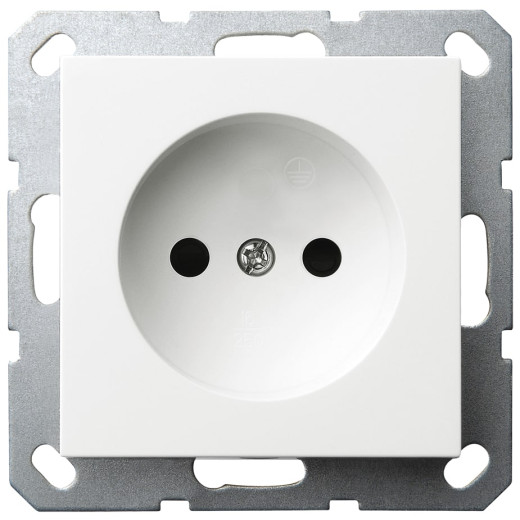 G Белый глянцевый Розетка б/з со шторками 16A 250V~