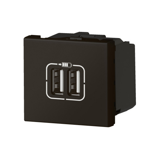 Розетка USB А+А для зарядки двойная - Программа Mosaic - 2 модуля - матовая черная