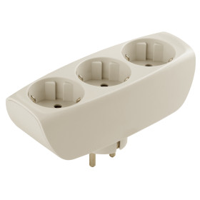 ЭРА Разветвитель электрический SP-3e-I на 3 розетки c заземлением со шторками 16А слоновая кость