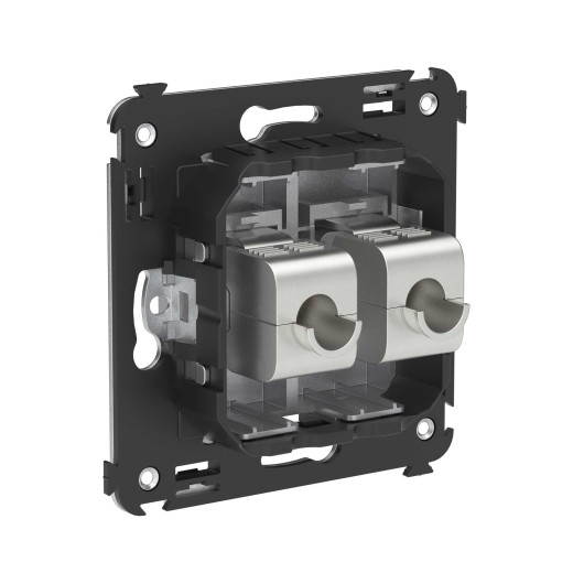 Компьютерная розетка RJ-45 без шторки в стену, кат.5e двойная экранированная, Avanti, закаленная сталь