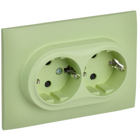 IEK SKANDY Мятный Розетка 2-ая с/з с защитными шторками 16А в сборе SK-R07G