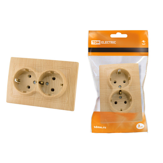 Розетка двойная 2П+З 16А 250В 