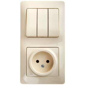 Systeme Electric Glossa Беж Блок: розетка и 3-кл. выключатель