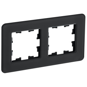 IEK BRITE DECOR Черный матовый стекло скругл.угол Рамка 2-мест. РУ-2-2-Бр RE