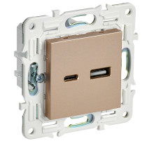 IEK SKANDY Песочный Розетка USB A+C 3,1А SK-R14Sa