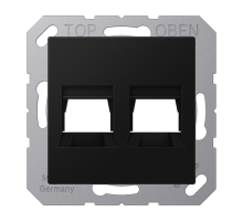 JUNG A Flow/A 550 Черный матовый Kрышка для 2-х разъемов для IMP разъемов, без видимого винта, подпружиненная шторка