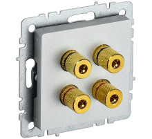 IEK BRITE BASE Алюминий Аудиорозетка 4-мест. РА10-БрА