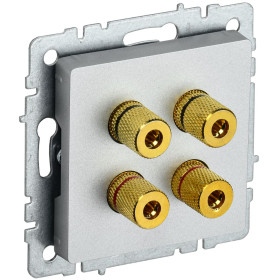 IEK BRITE BASE Алюминий Аудиорозетка 4-мест. РА10-БрА