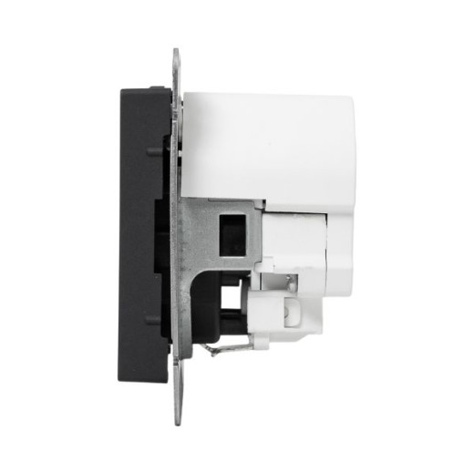 Механизм розетки с USB-A+С - 2шт, 16А, с заземлением, со шторками, чёрный Эпика EKF