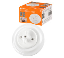 TDM Выключатель скрытой установки фарфоровый поворотный перекрёстный с ручкой (бантик) 10А белый «Болонь