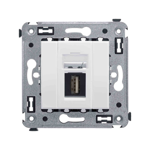 USB 2.0 розетка одинарная в стену, тип А-А, Avanti, белое облако