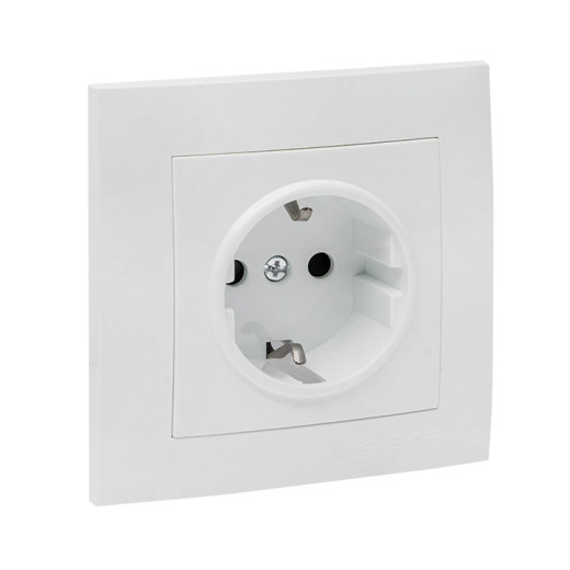 Валенсия розетка 1-местная с/з 16А белая с защ. штор. EKF PROxima