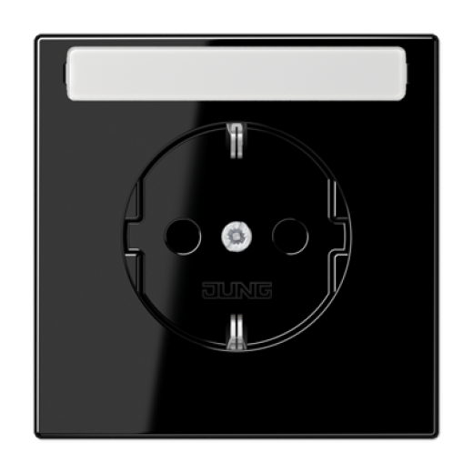 Штепсельная розетка SCHUKO 16A, 250V~ с полем для надписи, чёрная
