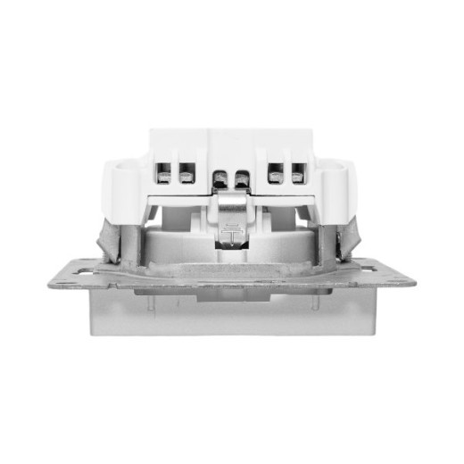 Механизм розетки, 16А, с заземлением, со шторками, алюминий Эпика EKF