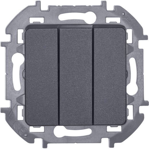 Выключатель трёхклавишный - Legrand/Daccord Inspiria - 10АХ 250В винтовые зажимы - антрацит